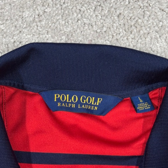 Polo Golf Ralph Lauren Men's Large Red Navy US Open Pebble Beach 2019 Polo Shirt - Picture 4 of 10
